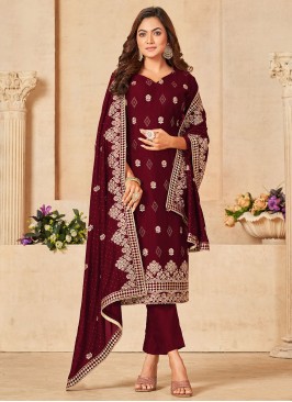 Wine Viscose Festival Pakistani Salwar Kameez