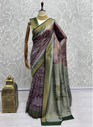 Wine Weaving Reception Designer Saree