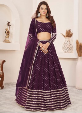 Wine Zari A Line Lehenga Choli