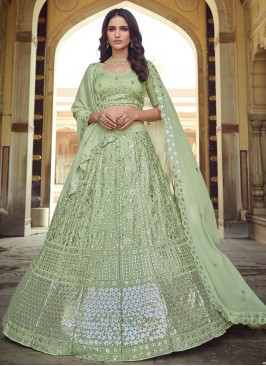 Winsome Green Sequins Lehenga Choli