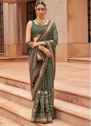 Winsome Green Wedding Classic Saree