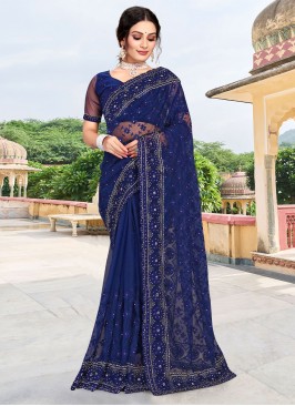 Winsome Navy Blue Zari Saree