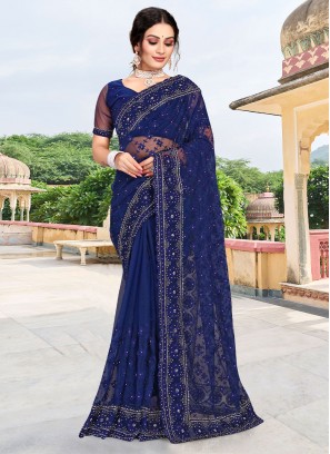 Winsome Navy Blue Zari Saree