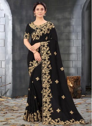 Winsome Silk Black Designer Saree