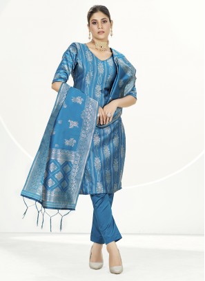 Wonderous Banarasi Silk Woven Straight Salwar Kameez