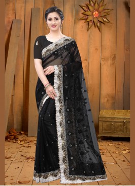 Wonderous Black Sangeet Trendy Saree