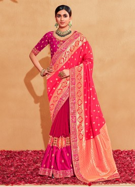Wonderous Border Pink Silk Classic Saree