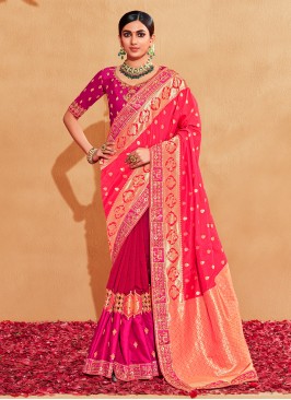 Wonderous Border Pink Silk Classic Saree