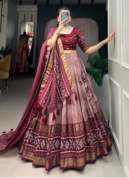 Wonderous Foil Print Tussar Silk Trendy Lehenga Choli