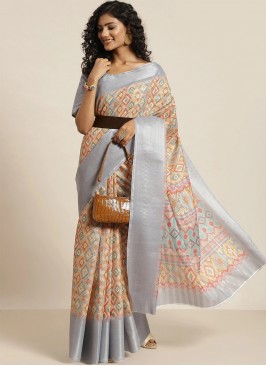 Wonderous Grey Weaving Contemporary Saree