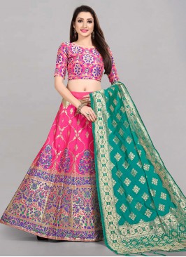 Wonderous Jacquard Work Pink Trendy Lehenga Choli