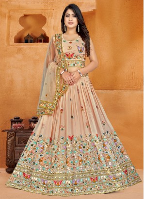 Wonderous Peach Party A Line Lehenga Choli