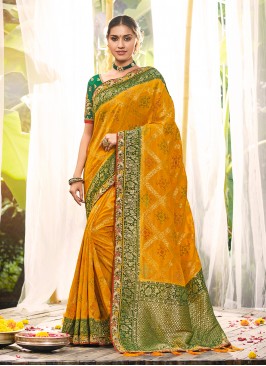 Woven Art Silk Saree in Yellow
