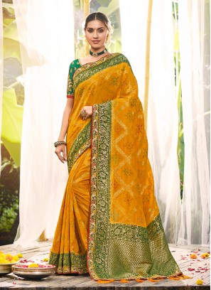 Woven Art Silk Saree in Yellow