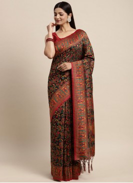 Woven Cotton Trendy Saree in Brown