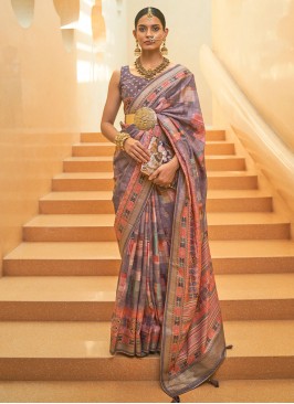 Woven Silk Trendy Saree in Lavender