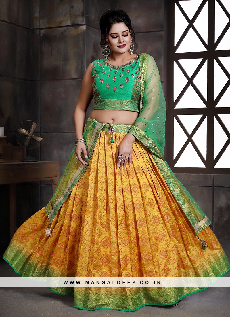 Light Green Net A Line Lehenga Choli 248239