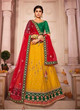 Yellow And Green Gota Patti Work Lehenga