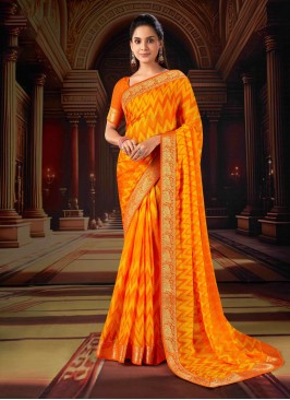 Yellow Ceremonial Contemporary Style Saree