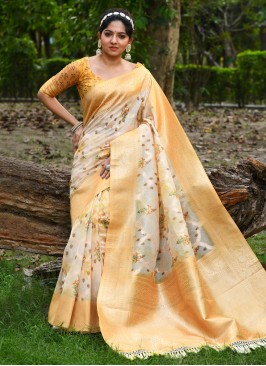Yellow Ceremonial Silk Classic Saree