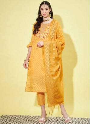 Yellow Chanderi Party Salwar Suit