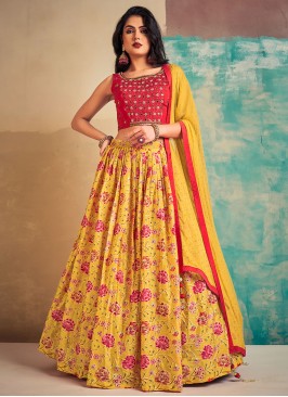 Yellow Chiffon Readymade Lehenga Choli