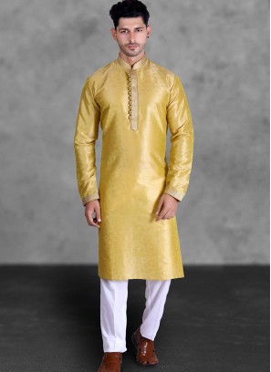 Yellow Color Art Silk Kurta Set