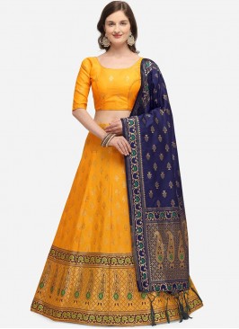 Yellow Color Art Silk Zari Woven Lehenga