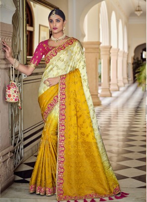 Yellow Color Banarasi Silk Wevon Saree