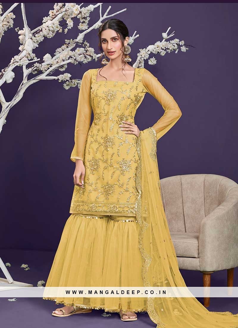 Yellow Net Anarkali Gown – Mehak Boutique