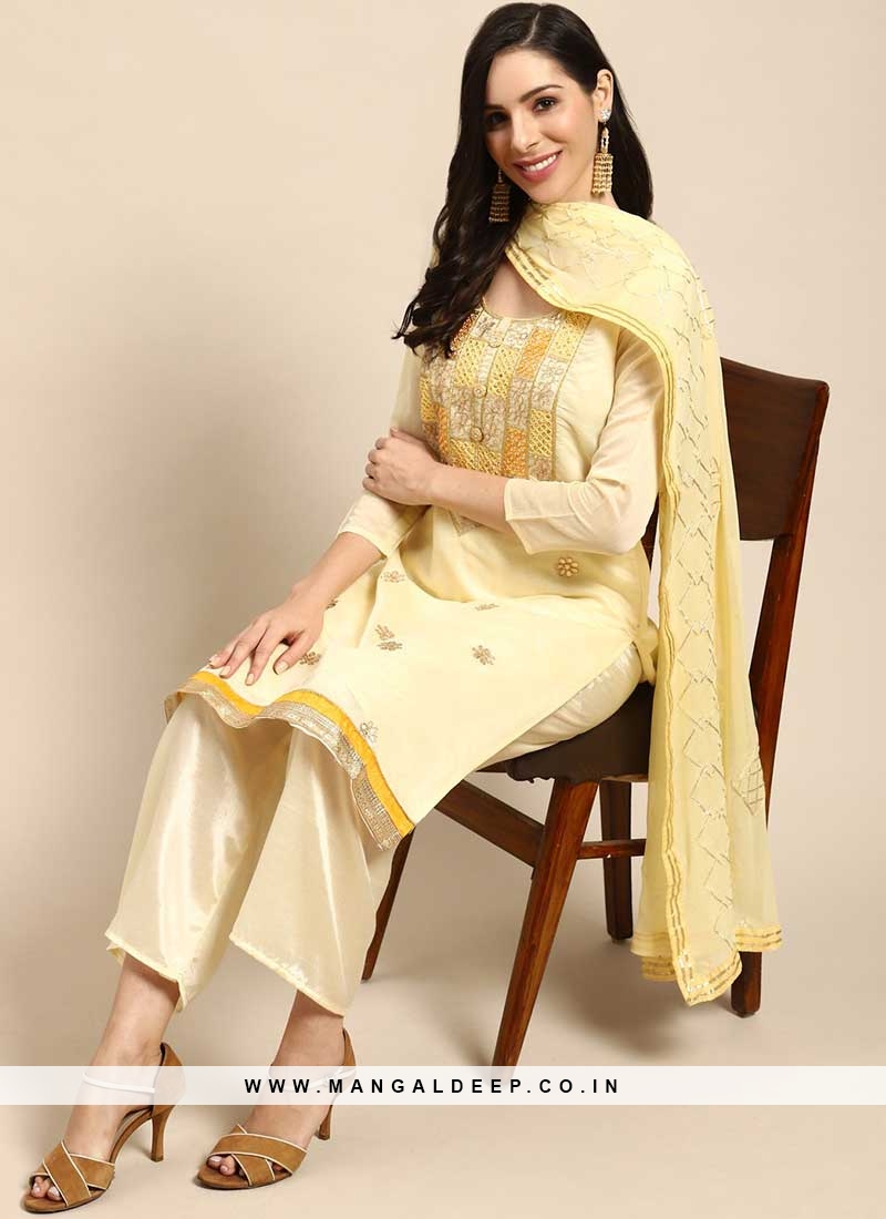 Yellow Color Chanderi Salwar Suit