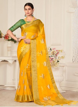 Yellow Color Classic Saree