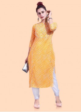 Yellow Color Cotton Kurti Set