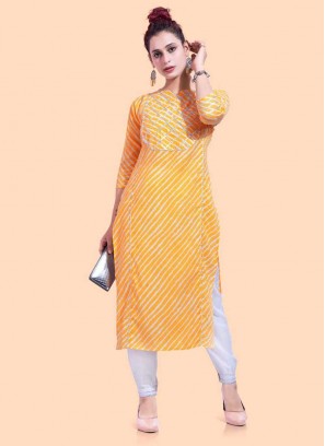 Yellow Color Cotton Kurti Set