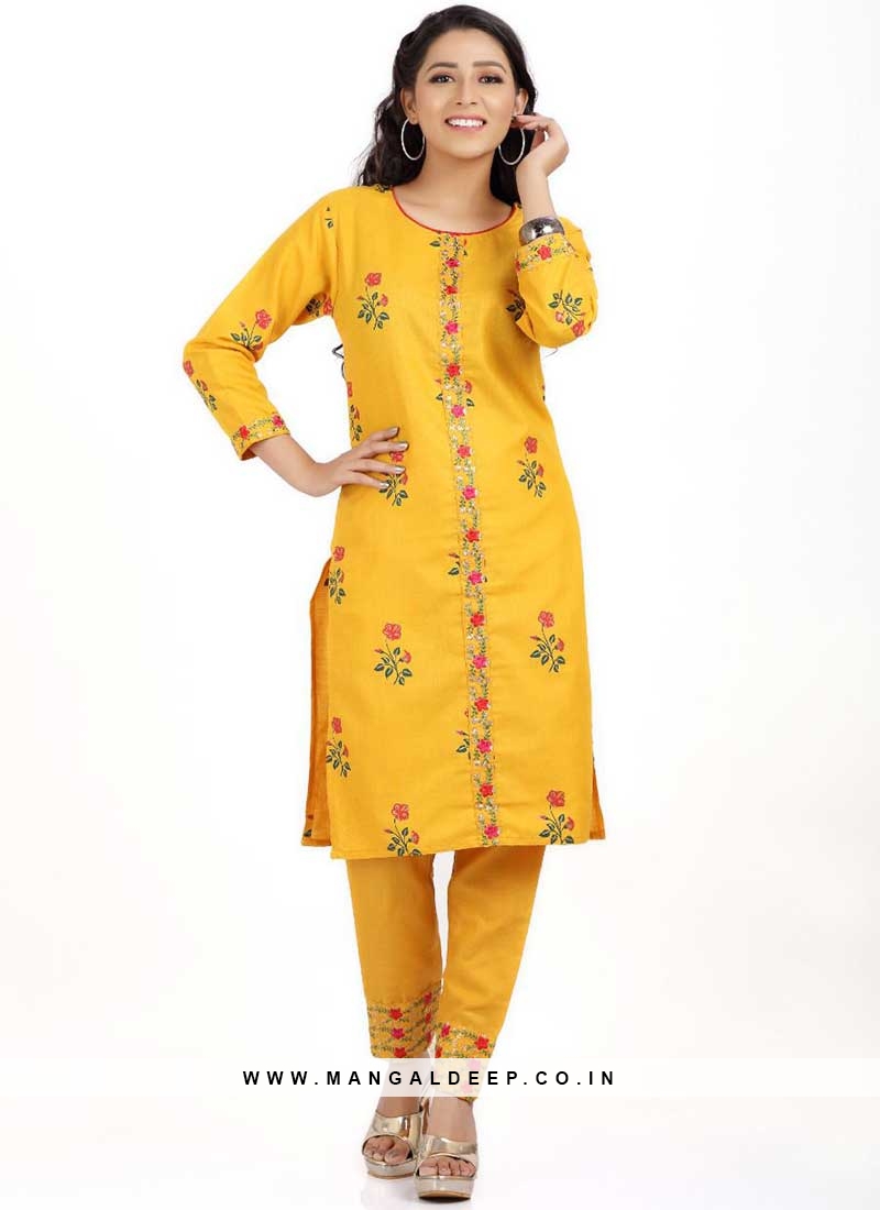 Buy Online Cotton Yellow Party Wear Kurti : 248389 -