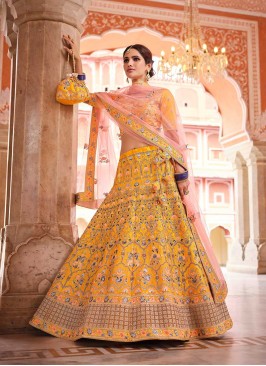 Yellow Color Embroidered Lehenga