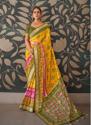 Yellow Color Fancy Patola Silk Saree