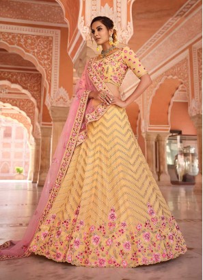 Yellow Color Floral Design Lehenga