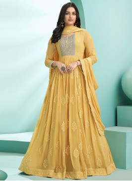Yellow Color Georgette Anarkali Dress