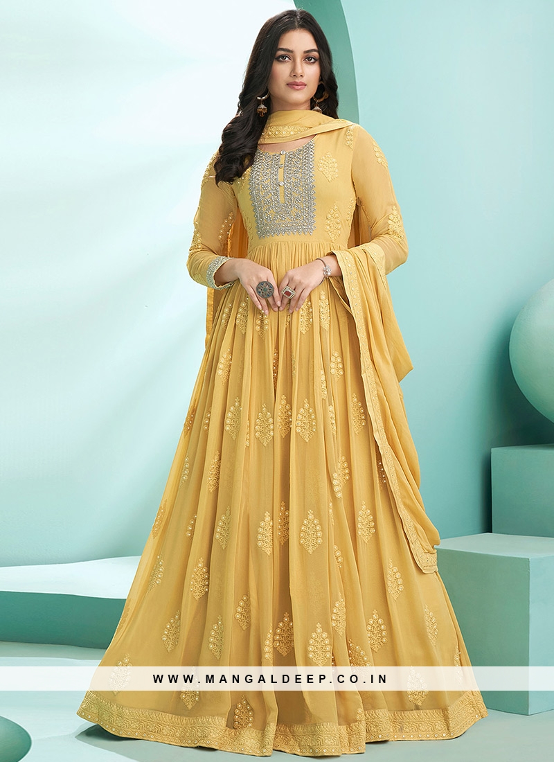 Yellow Color Georgette Anarkali Dress
