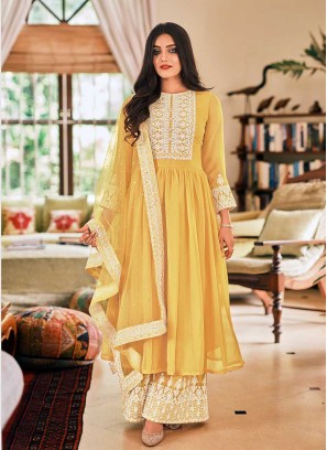 Yellow Color Georgette Anarkali Suit