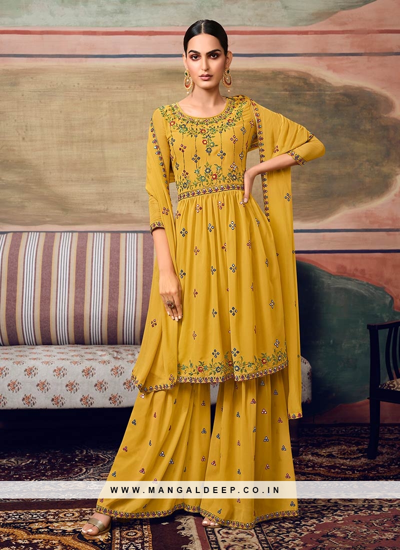 Fire Yellow Sharara Suit - Armadio