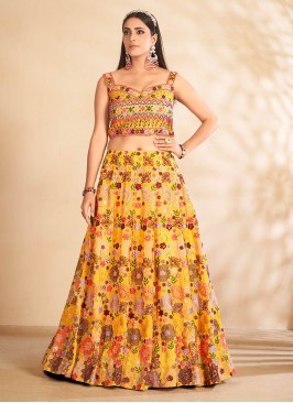 Yellow Color Georgette Embroidered Work Lehenga