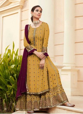 Yellow Color Georgette Latest Sharara Suit