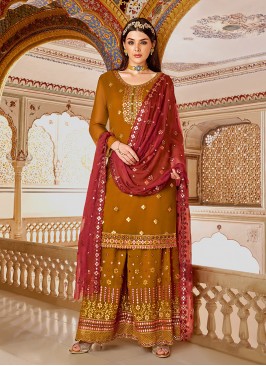 Yellow Color Georgette Readymade Palazoo Suit