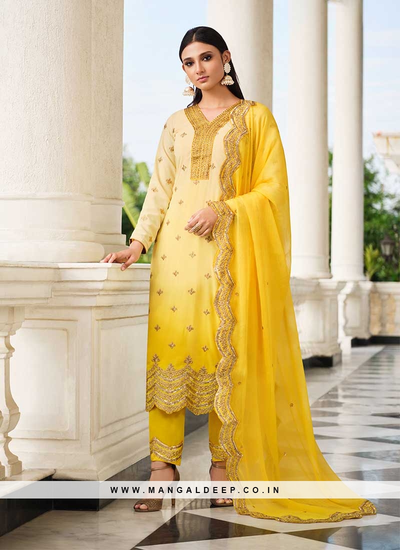 Yellow Color Georgette Salwar Kameez