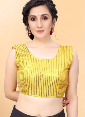 Yellow Color Georgette Sequins Work Blouse