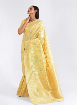 Yellow Color Linen Amazing Saree