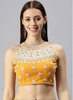 Yellow Color Net Embroidered Blouse