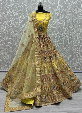 Yellow Color Net Lehenga Choli